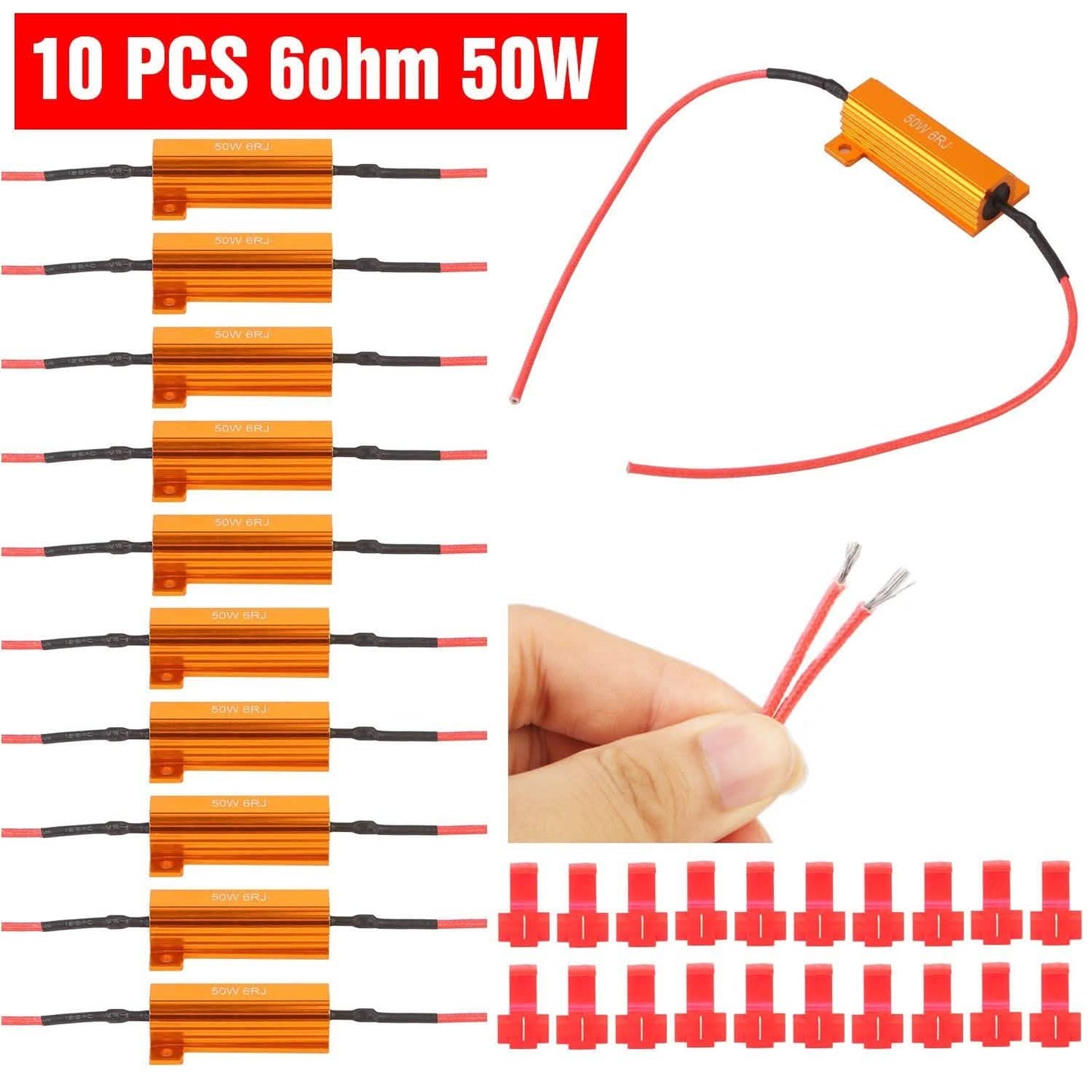 10-Piece: 50W 6Ohm Load Resistor