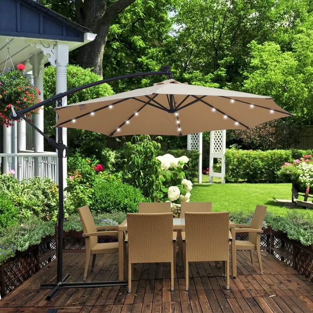 10ft Solar-Powered Patio Umbrella