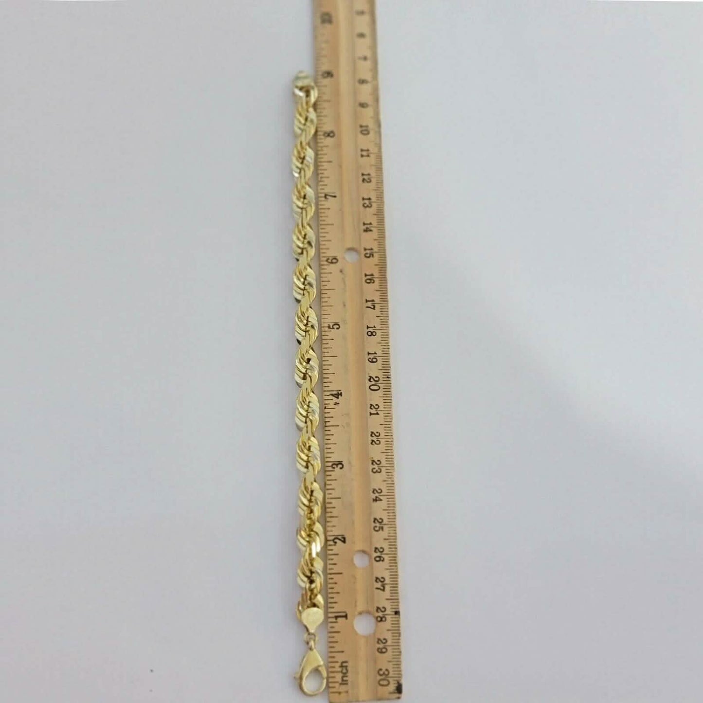 10k Yellow Gold Mens 6mm Diamond Cut Rope Genuine Italian Chain Link Bracelet 8"