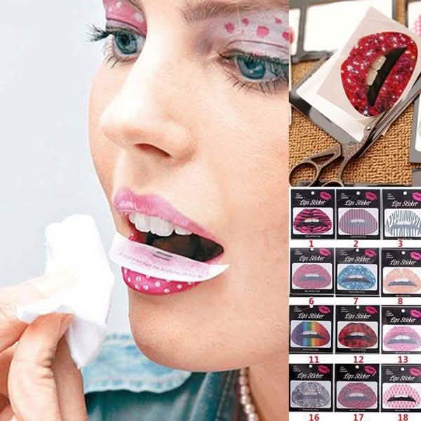 12-Pack: Colorful Temporary Lip Tattoo Set