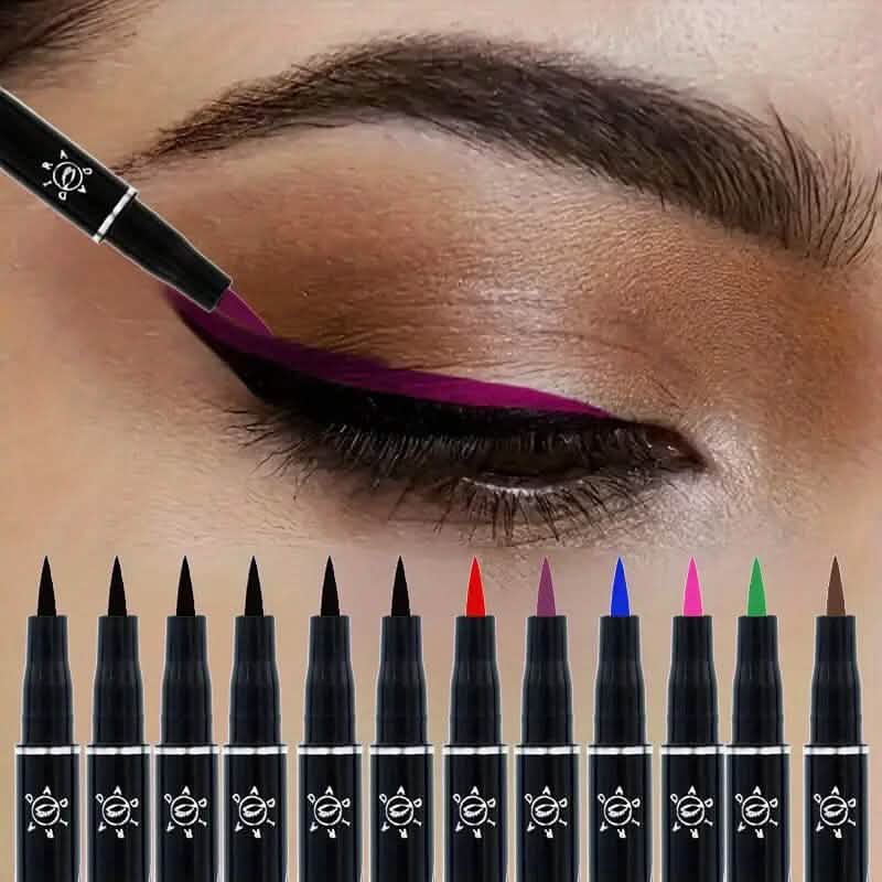 12-Pieces: Luxurious Waterproof Long-Wearing Liquid Eyeliner Set