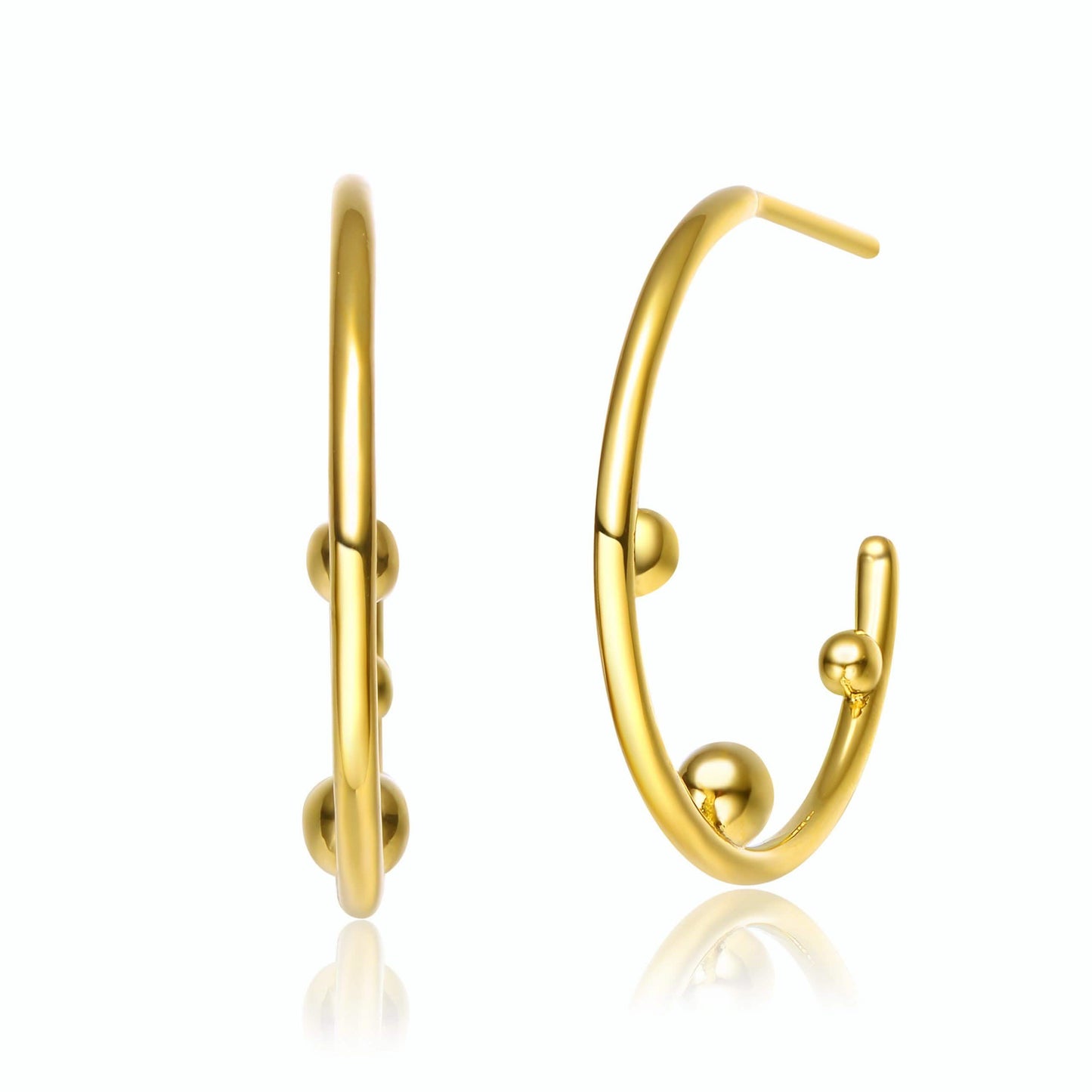 14K Gold Plated Pearl Hoop Earrings