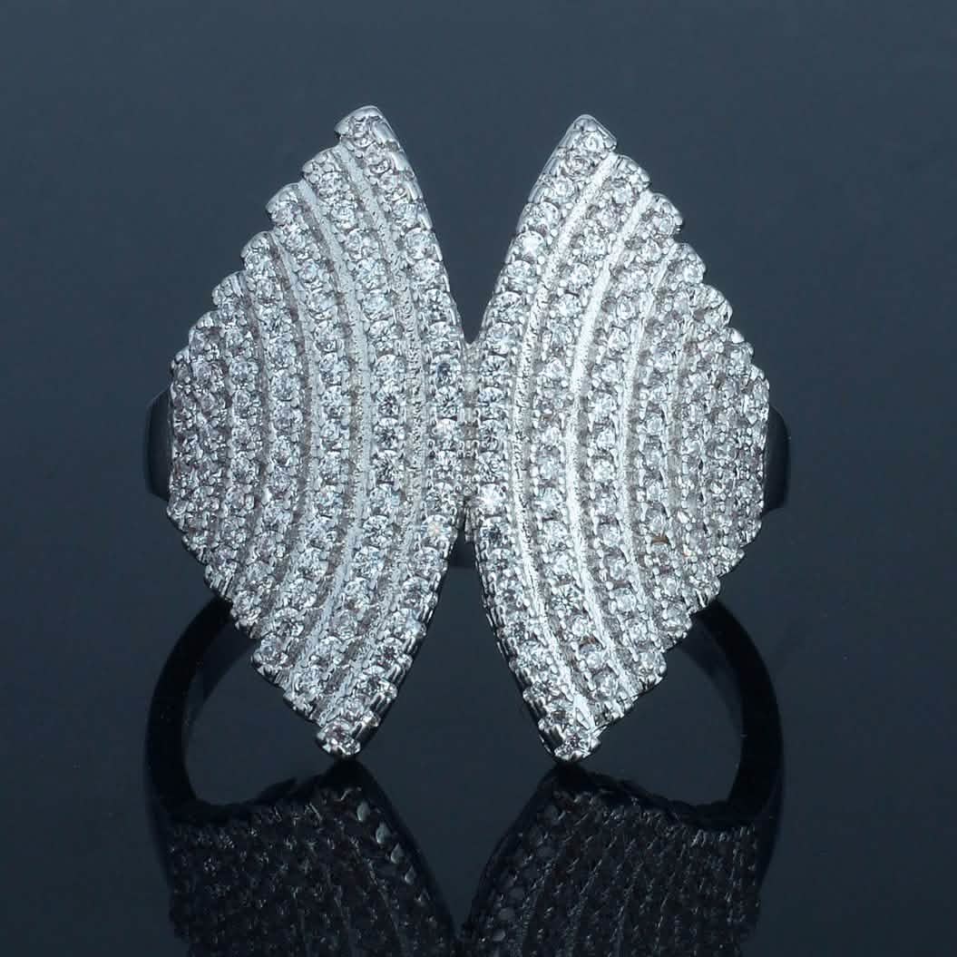 18K White Gold Plated Angel Wing Ring