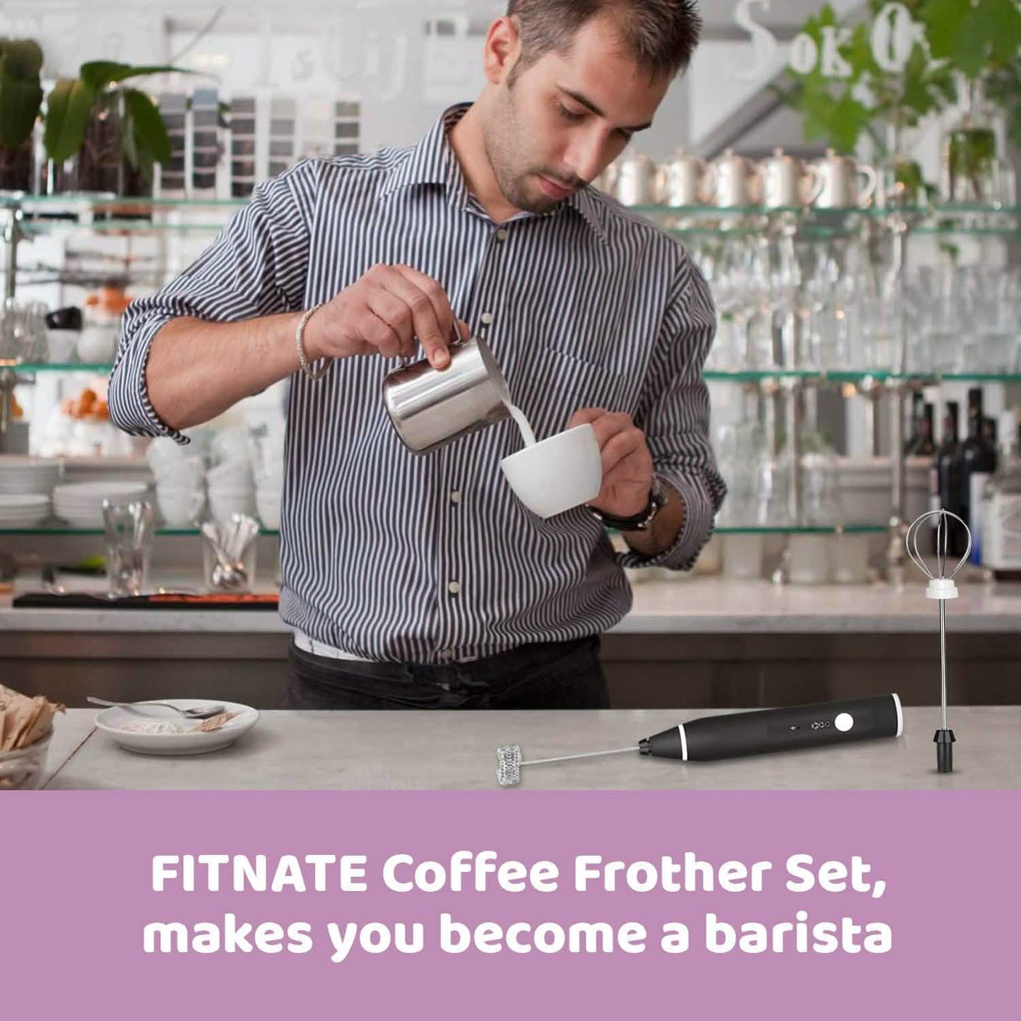 19-Pack: USB Electric Milk Coffee Frother Pitcher Set