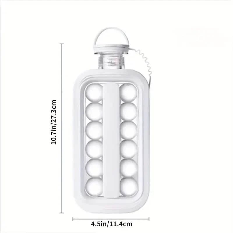 2-in-1 Portable Ice Ball Maker Kettle With 17 Grids Flat Body Lid Cooling Ice Pop/Cube Molds