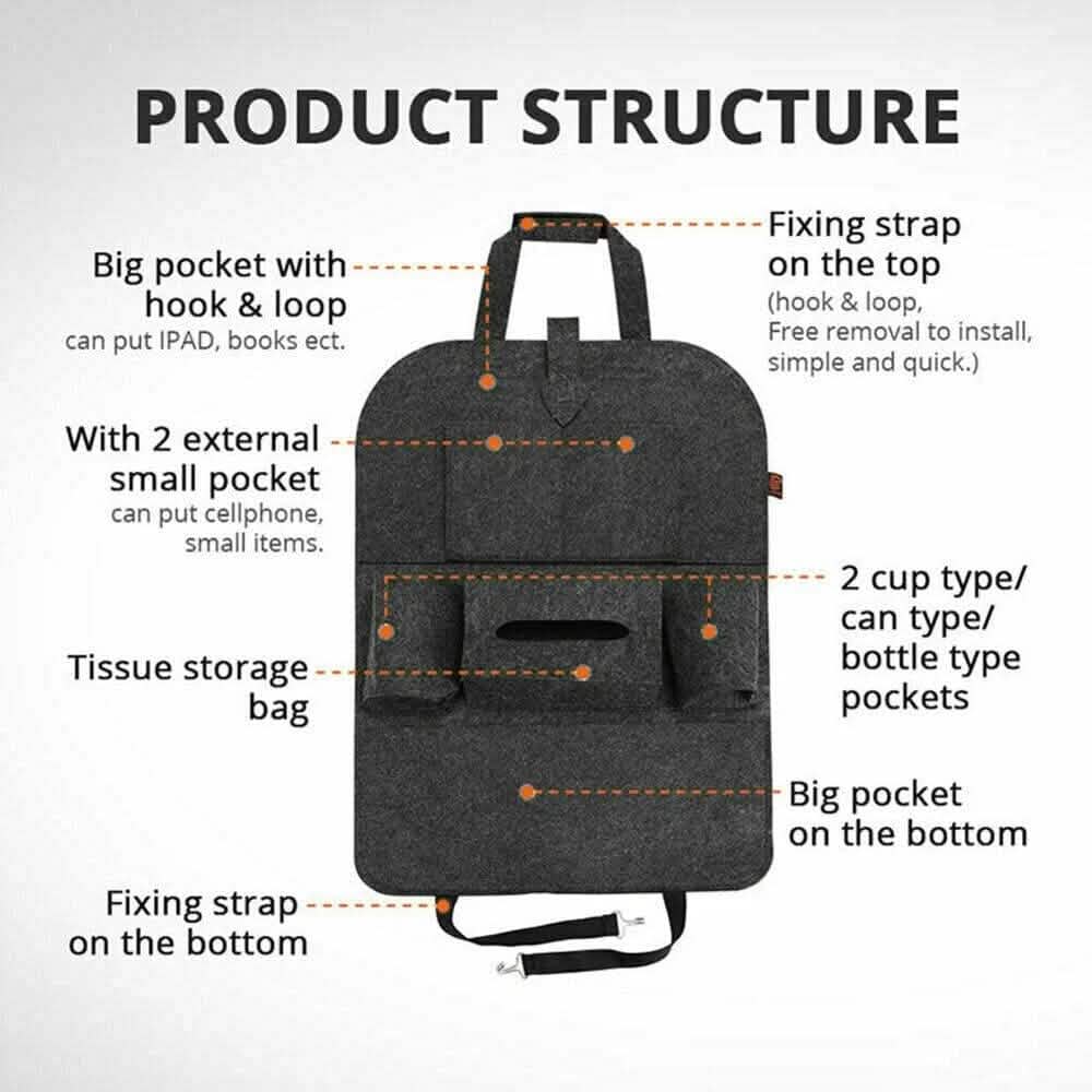 2-Pack: Car Seat Back Storage Bag Multifunctional Adjustable Backseat Storage Bag