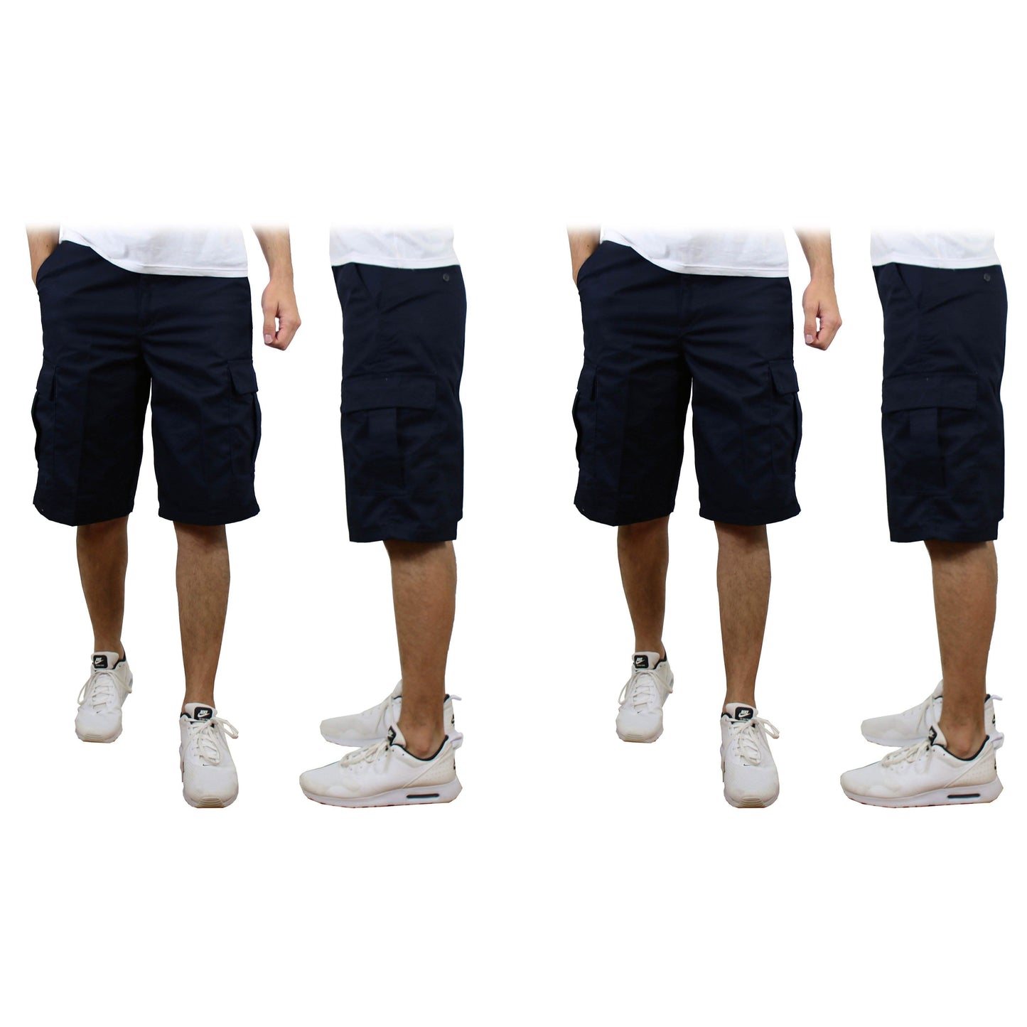 2-Pack: Men's Non-Belted Premium Cotton Blend Cargo Shorts