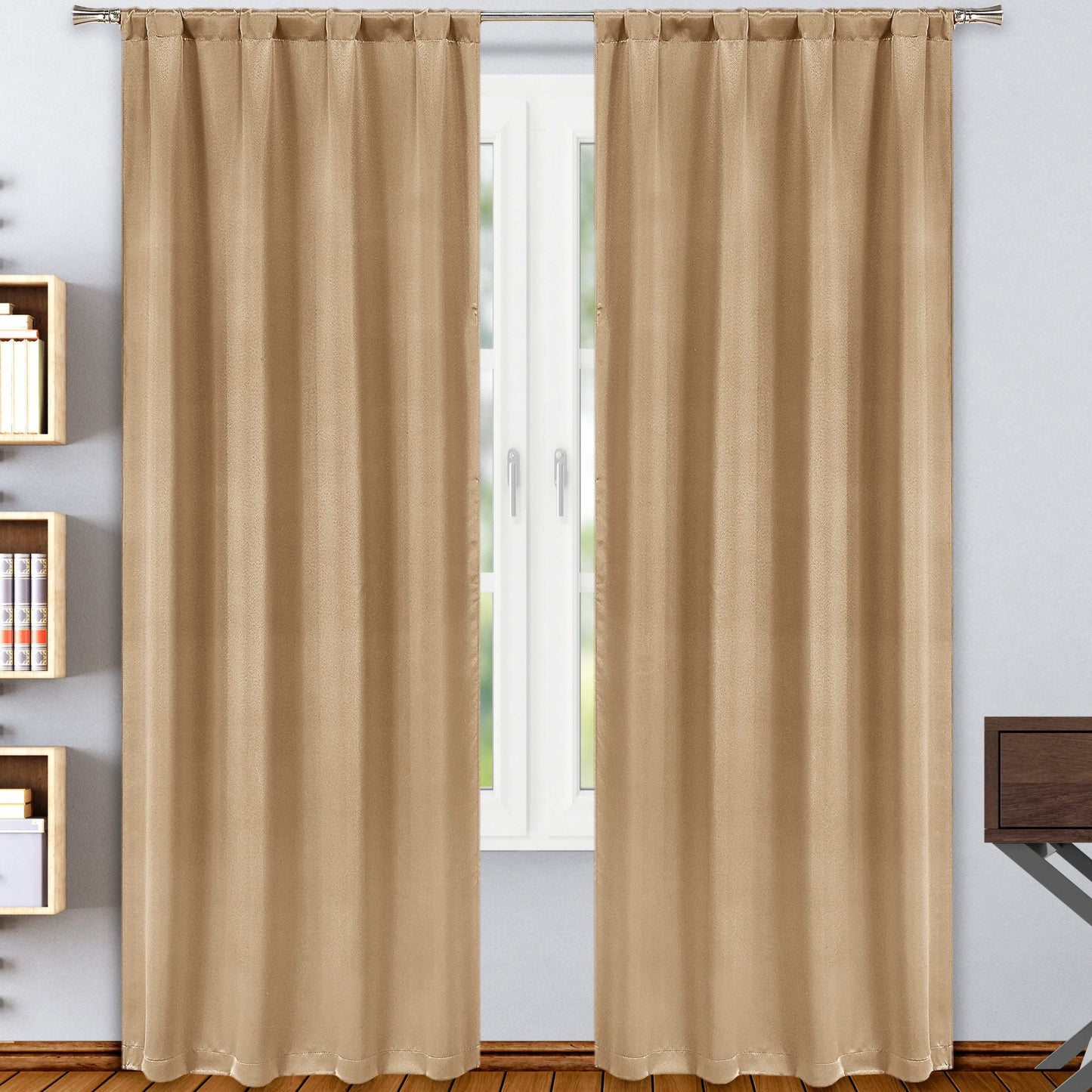 2-Pack: Solid Blackout Pole Top Window Curtain Panel