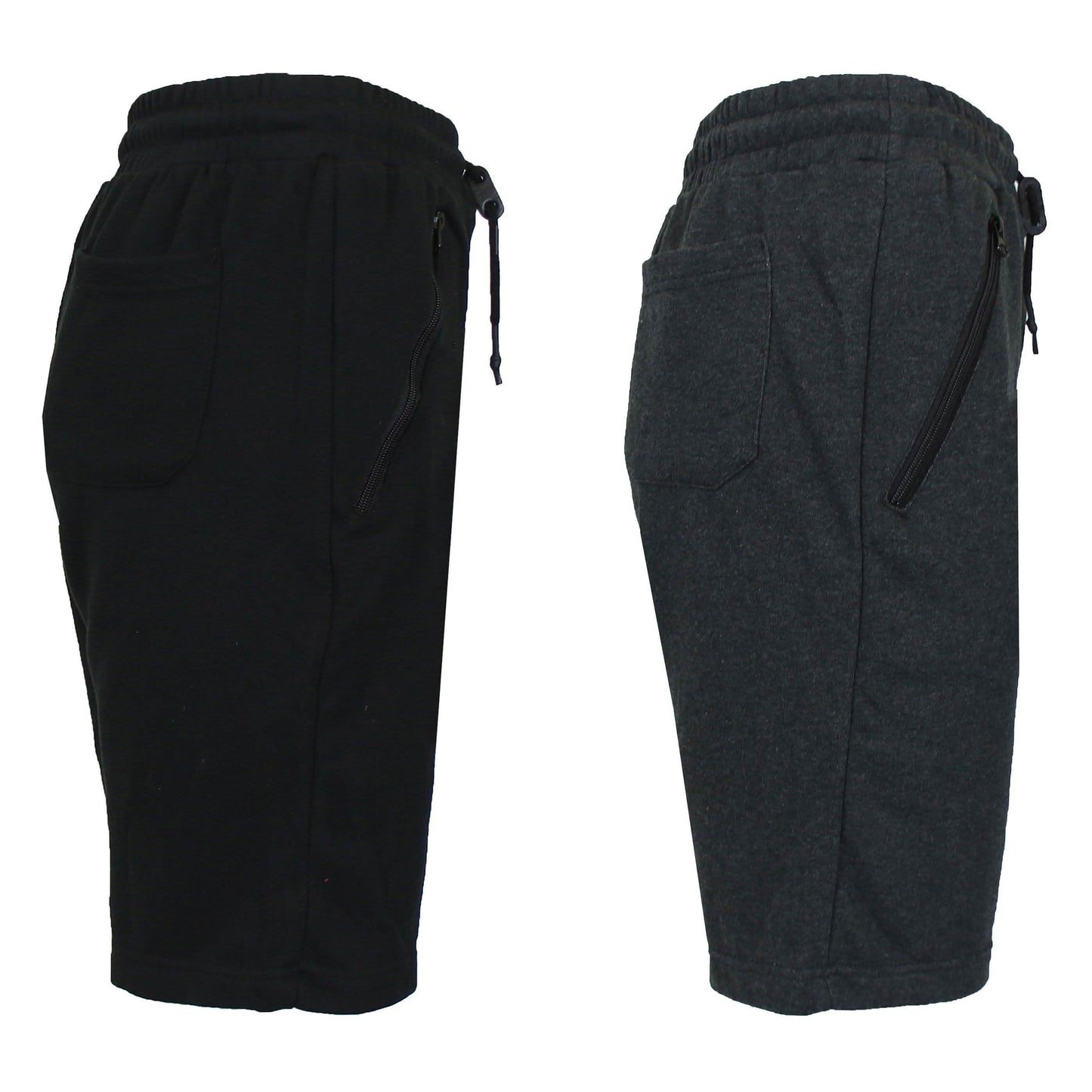 2-Pack: Women's French Terry Zipper Pockets Jogger Sweat Lounge Shorts