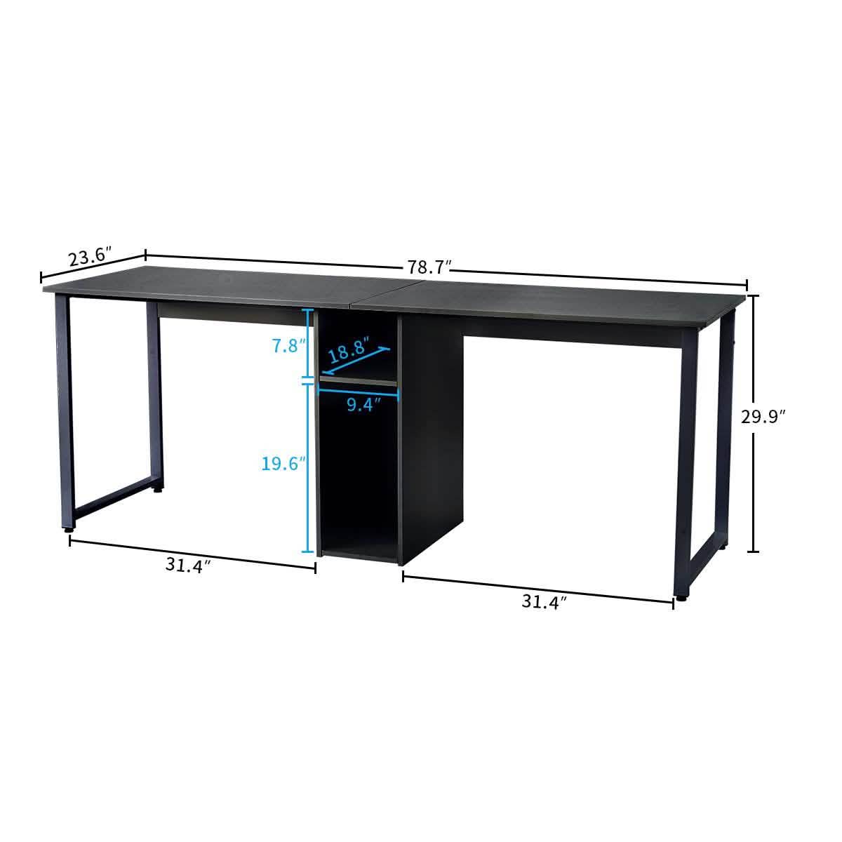 2-Person Metal Desk with Open Shelves