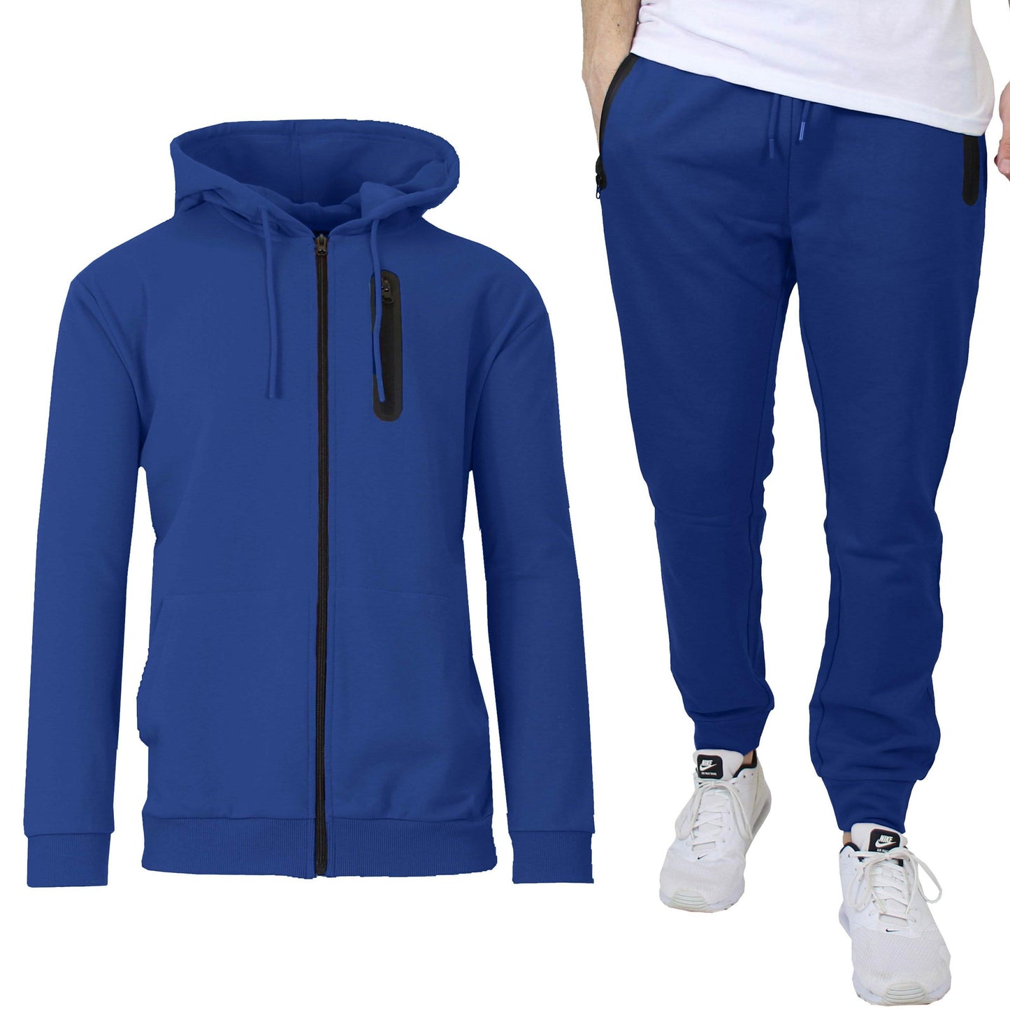 2-Piece Set: Men's Slim Fitting French Terry Hoodie & Jogger