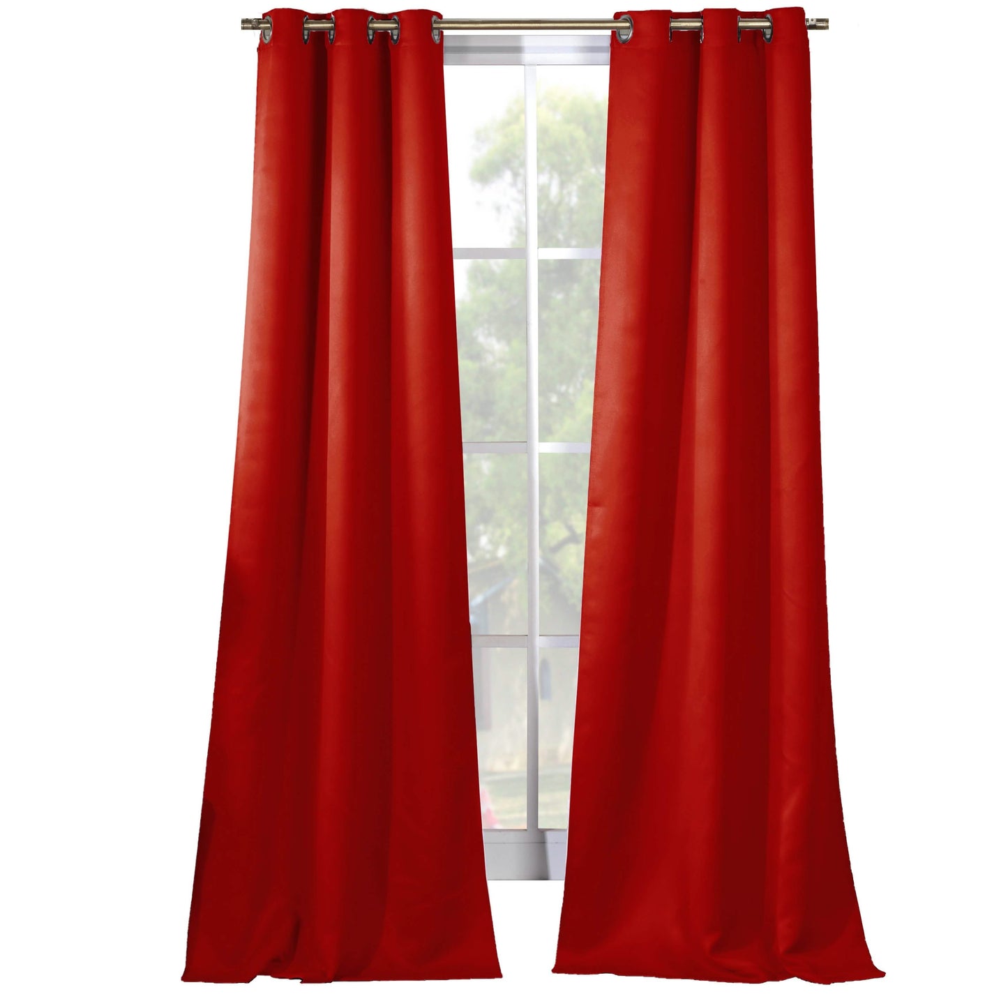 2-Piece Set: Solid Blackout Thermal Grommet Window Curtain Pair Panel