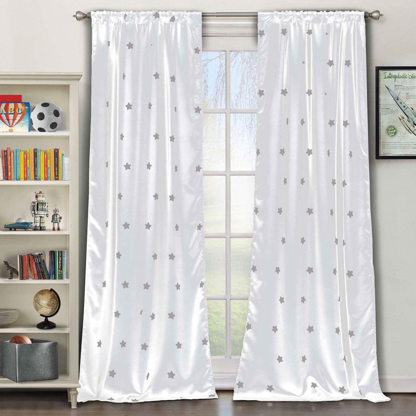 2-Piece Set: Stars Blackout Window Curtain Pair Panel