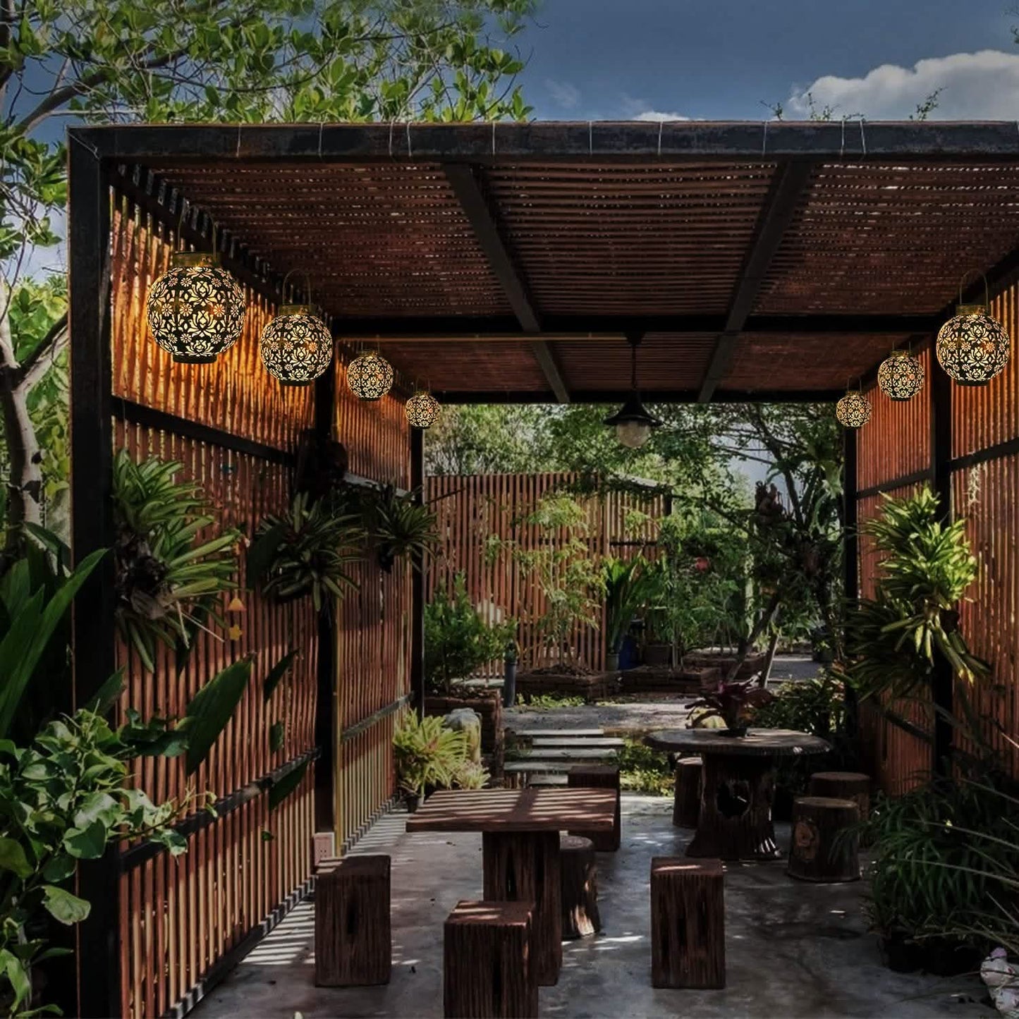 2-Piece: Solar Powered Hanging Lights