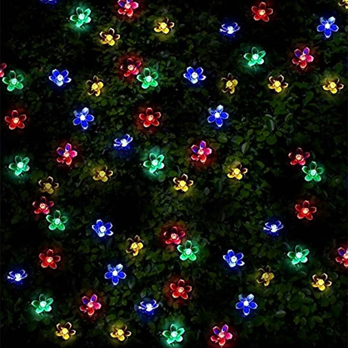2-Pieces: Solar Power String Lights 50 LED Beads Fairy Sakura Flower