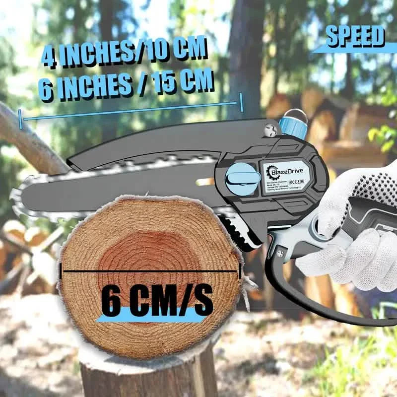21V 4-6 Inch Cordless Chainsaw Kit with Built-in Lubrication, Battery and Charger