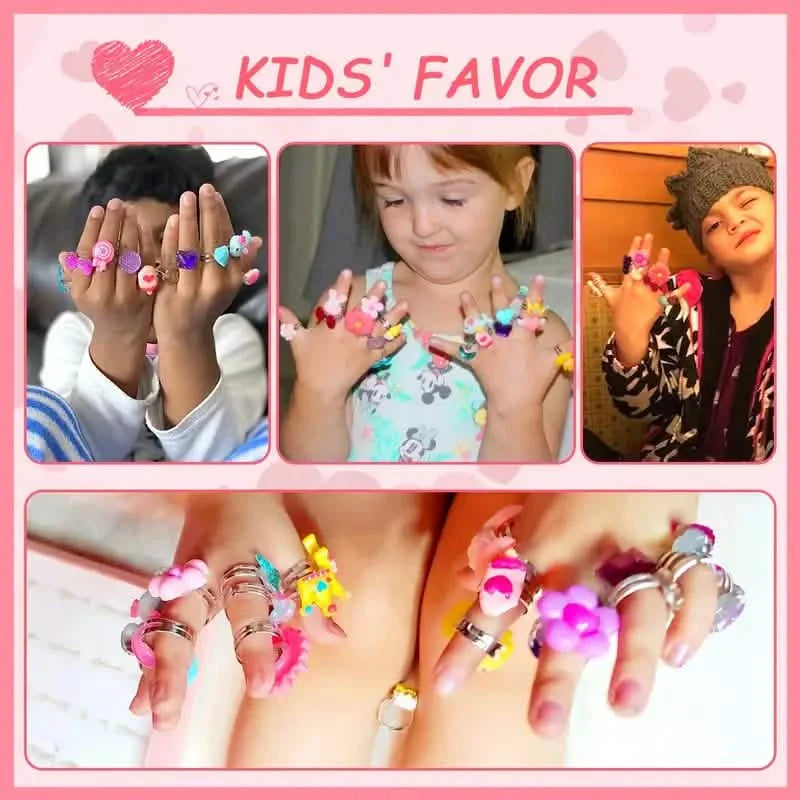 24 Adorable Pink Sheep Little Girl Jewel Rings