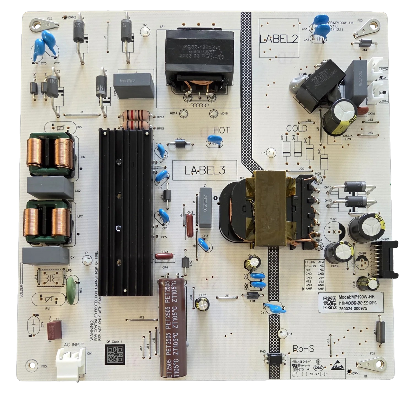 260132012010 Pioneer Power Supply, MP190W-HK, 1110-4000389, PN70-R851-26U