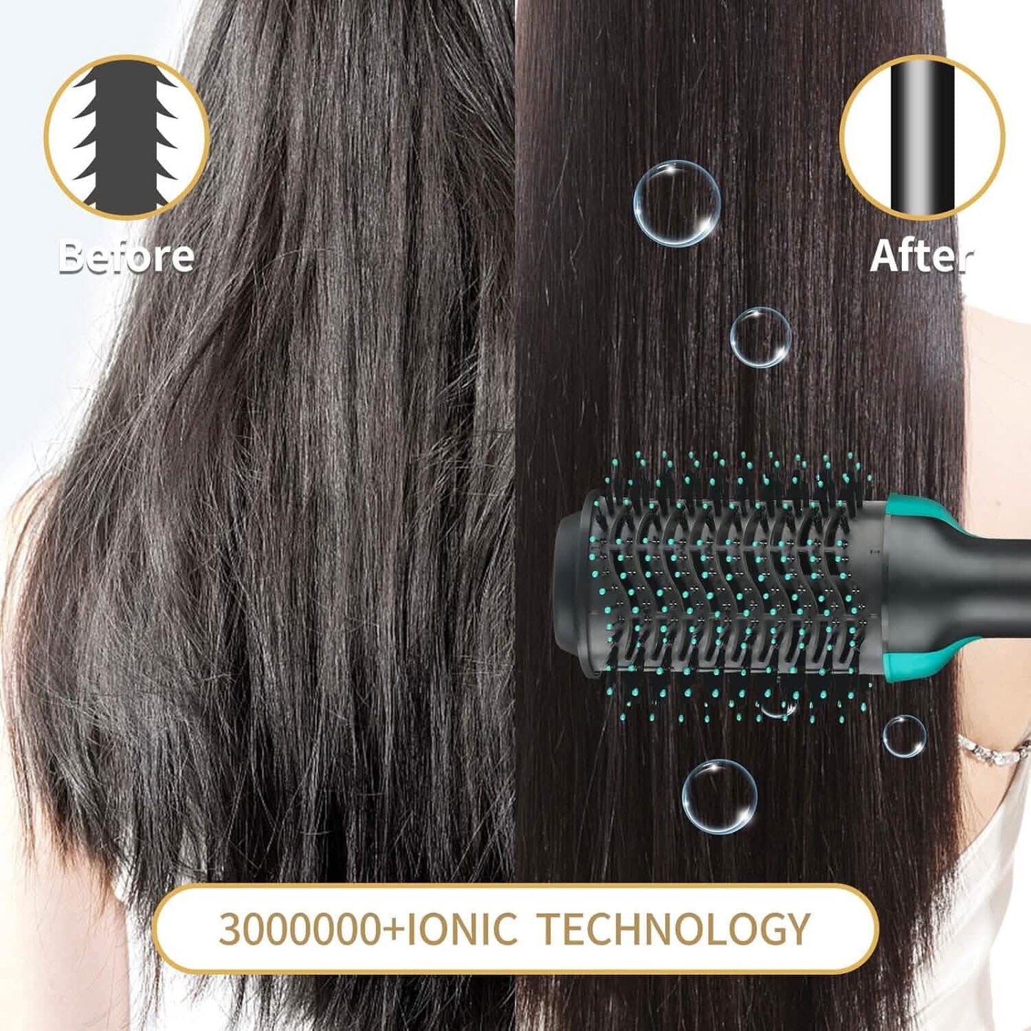 3-in-1 Ionic Straightening Hot Air Brush with Anti-Scald Feature