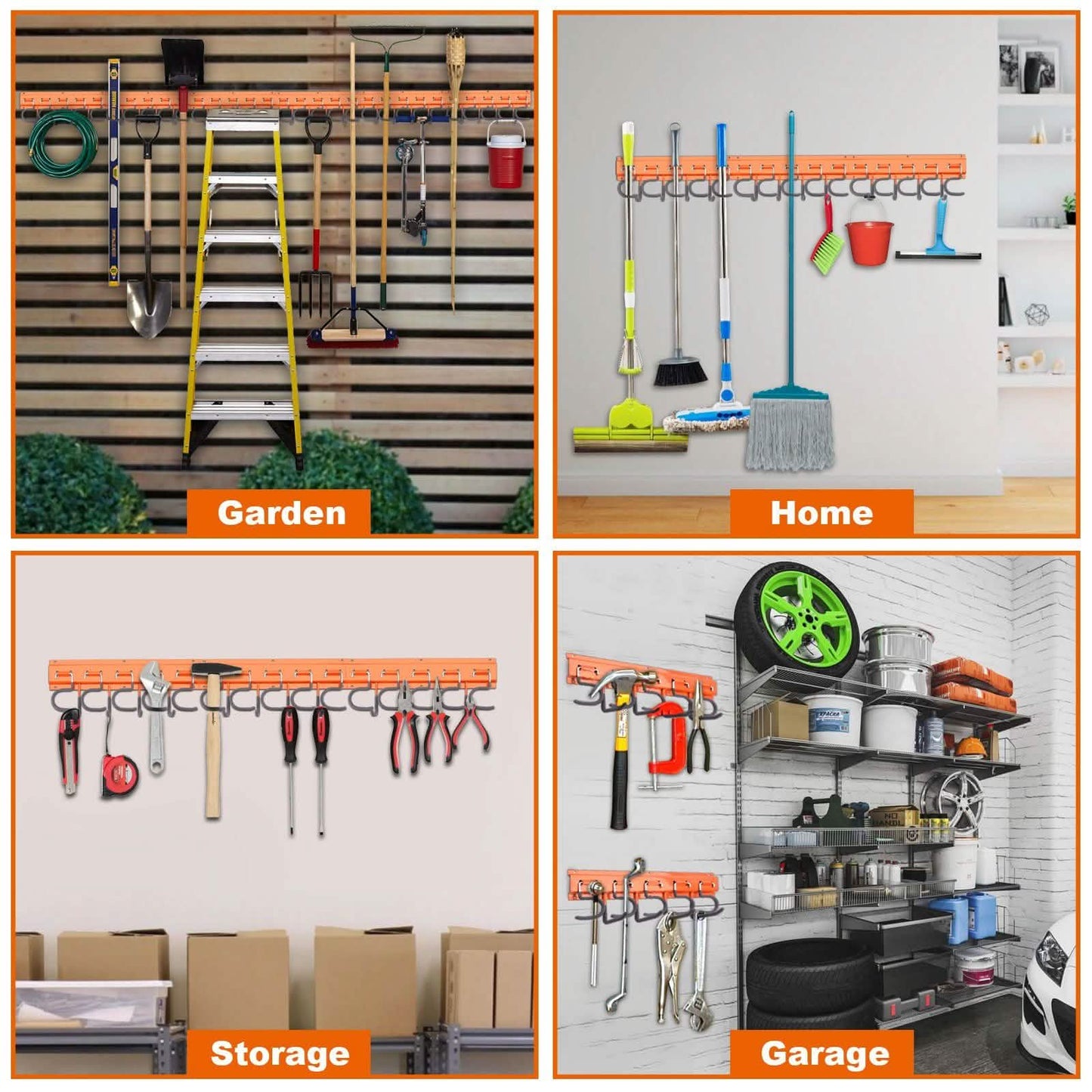Garden Tool Organizer Wall Mounted Hanger Hooks Home Garage Set