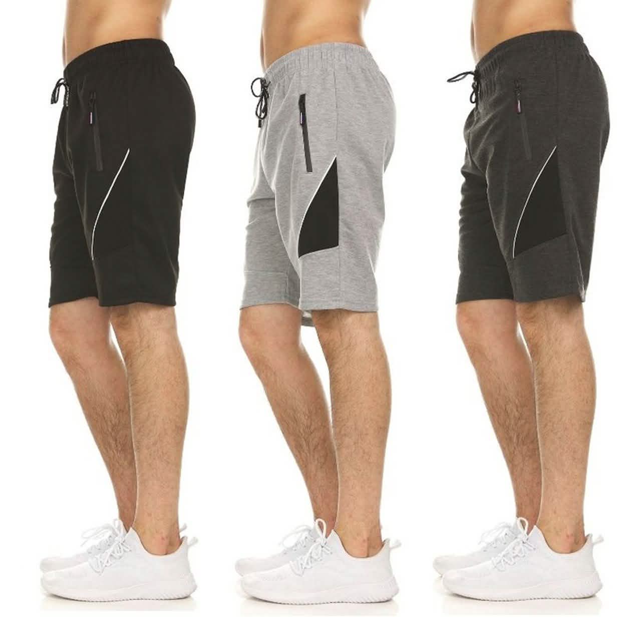 3-Pack: Men's French Terry Shorts with Zipper Pockets