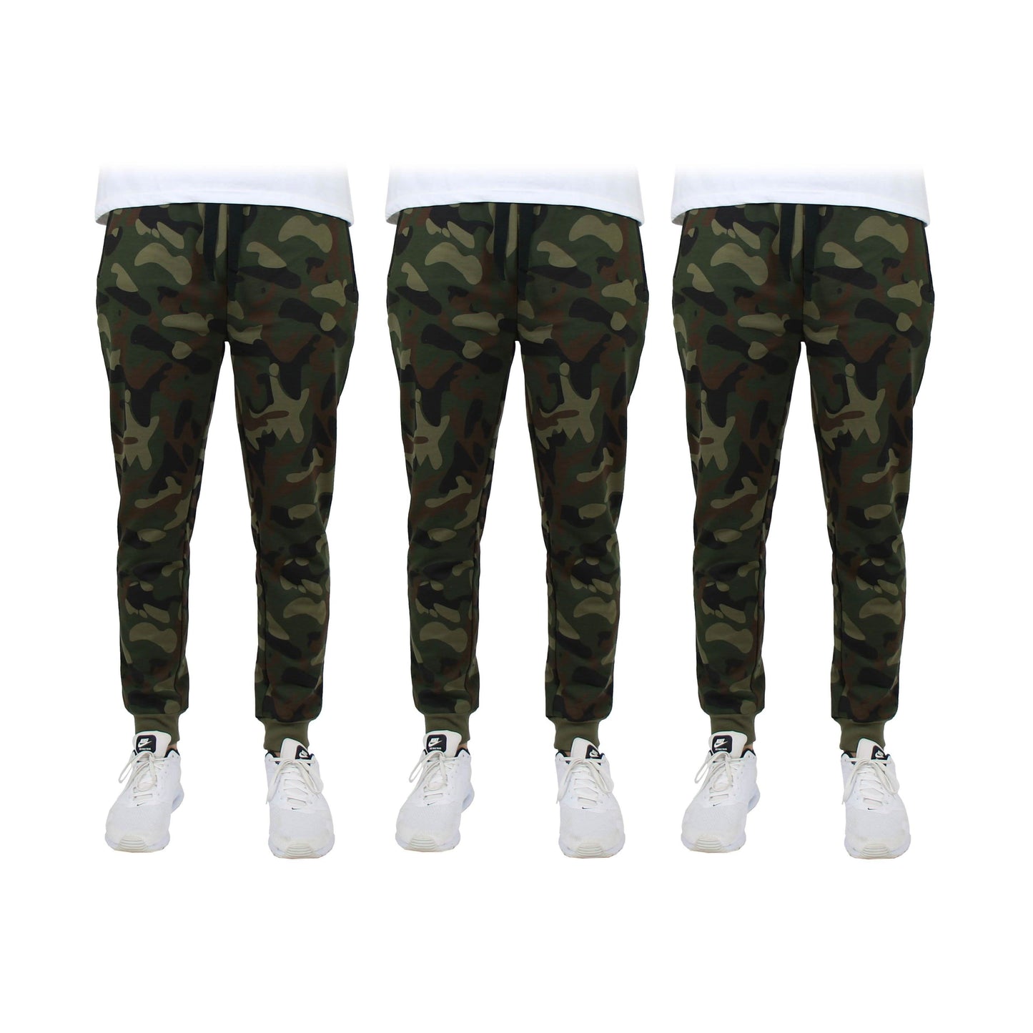 3-Pack: Men's Slim Fitting French Terry Jogger Lounge Pants with Zipper Pockets
