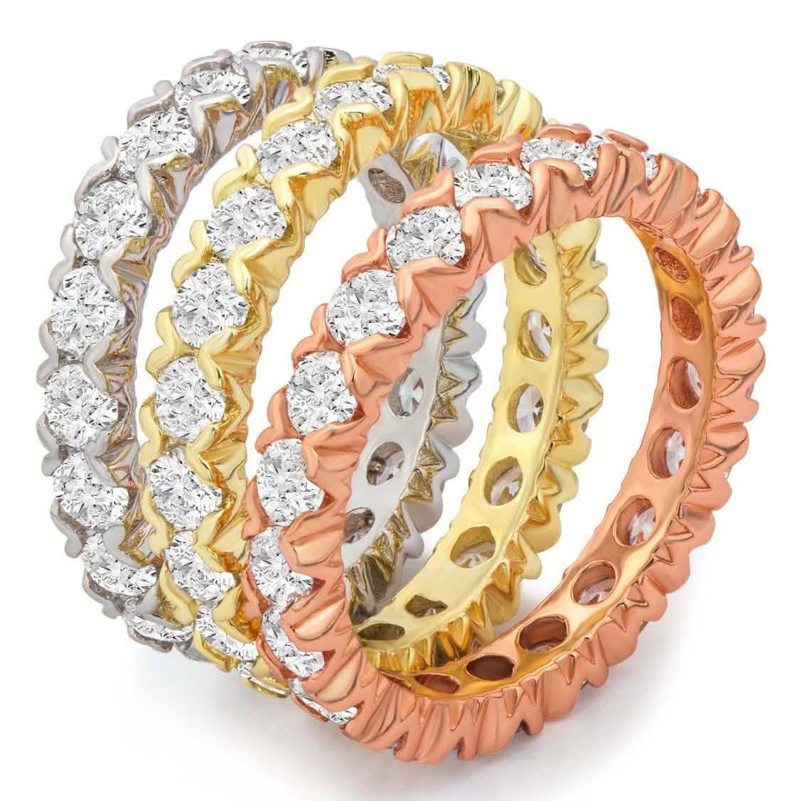 3-Piece Set: Tri-Color Eternity Band Set