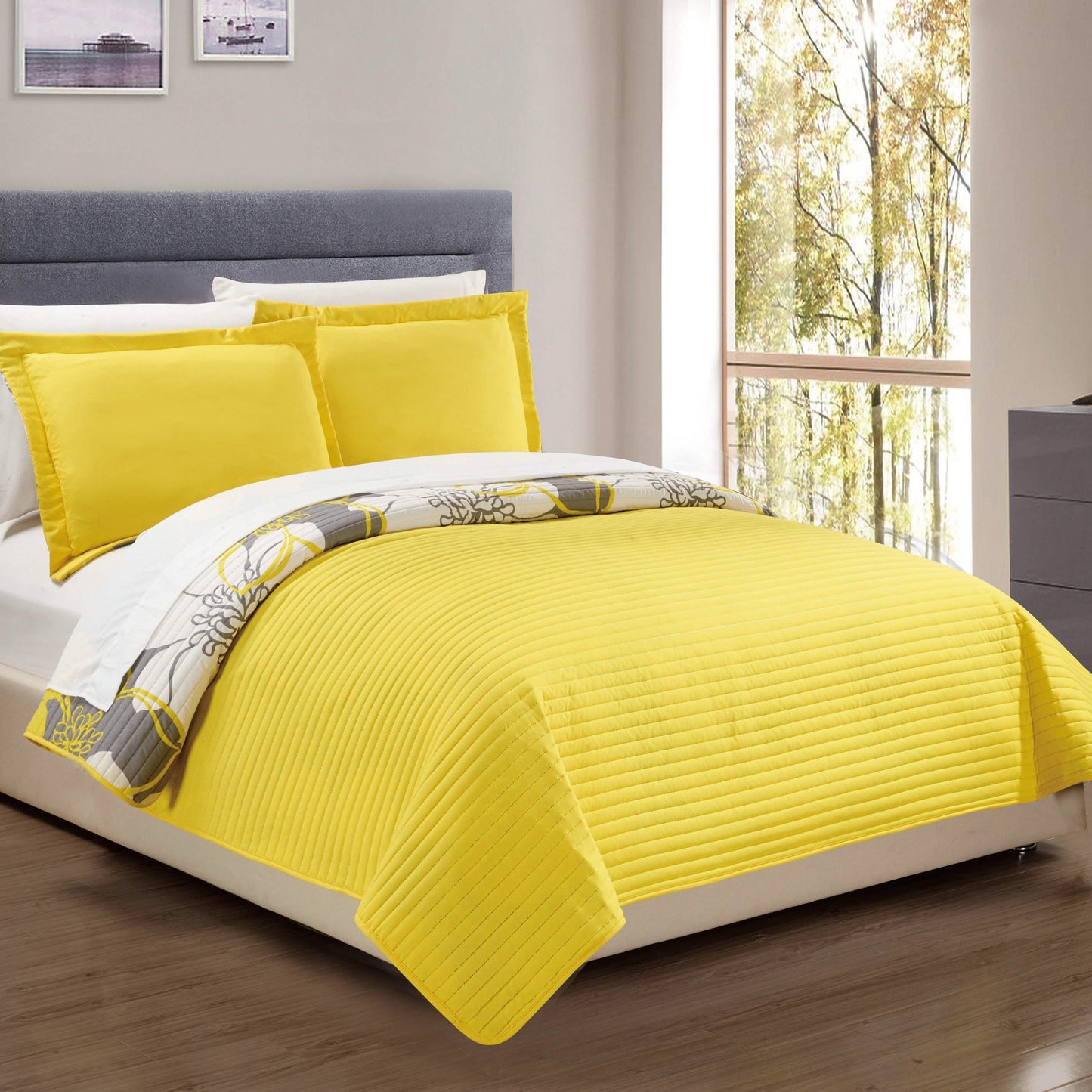 3-Piece Set: Woodside Twin, Queen or King Bedding Quilt Set