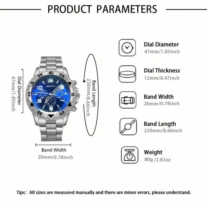 3-Pieces: Fashionable Men's Quartz Watch Set