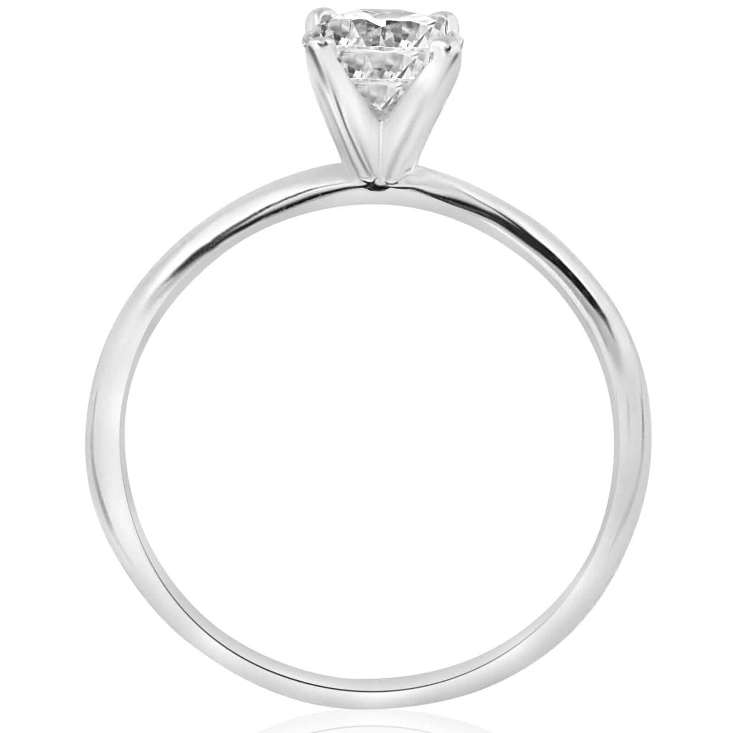 3/4 Ct Round-Cut Natural Diamond Solitaire Engagement Ring 14k White Gold
