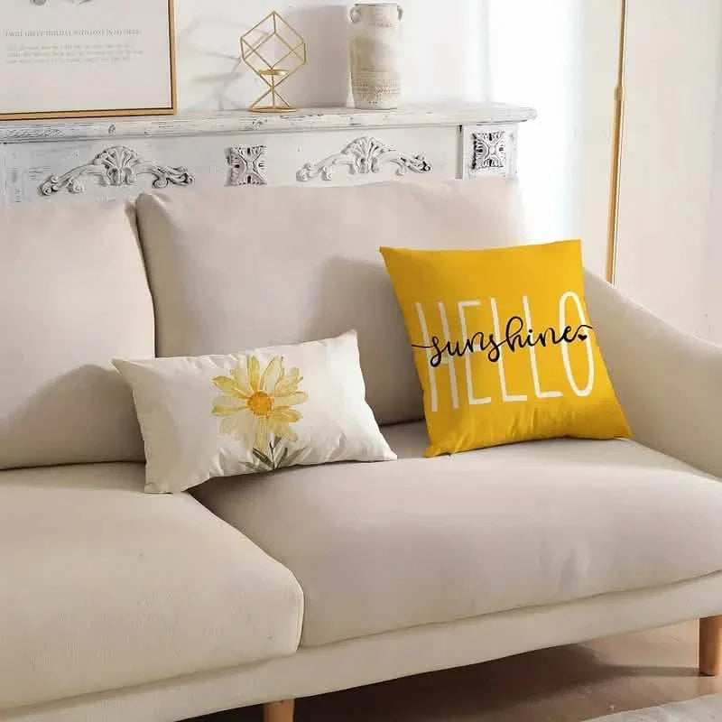 4-Pieces: Summer Flowers Printed Throw Pillow Cover Cushion Pillow Case