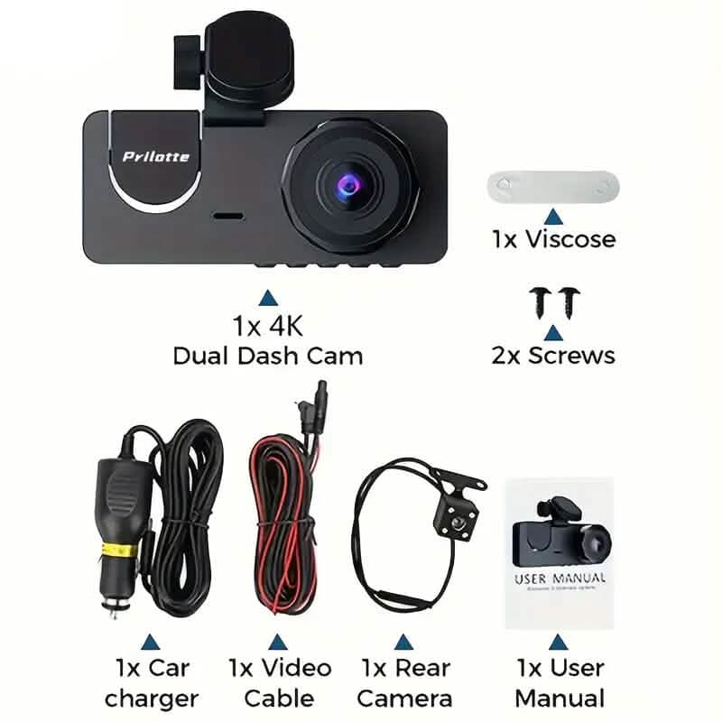 3-Channel 4K UHD Dash Cam Front, Rear and Inside with 32GB SD Card