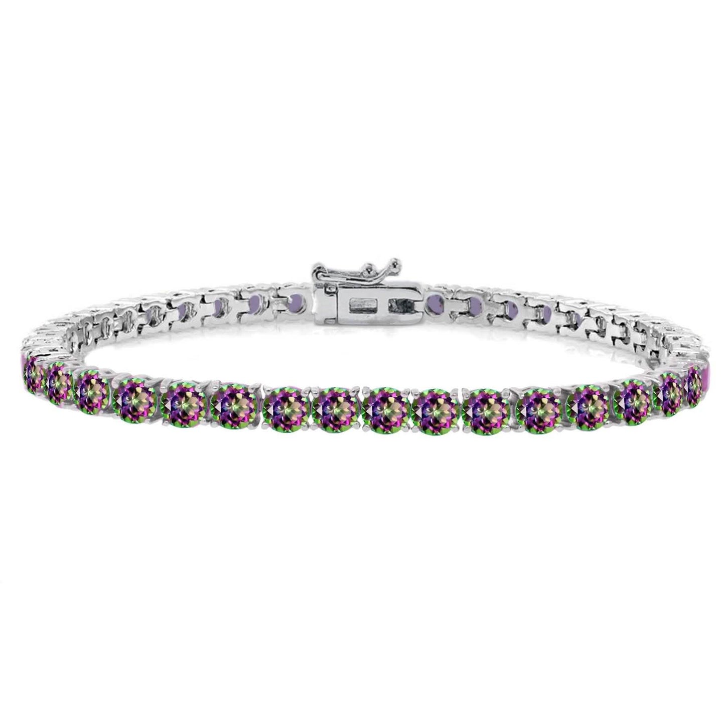 4mm Round Mystic Topaz Tennis Bracelet