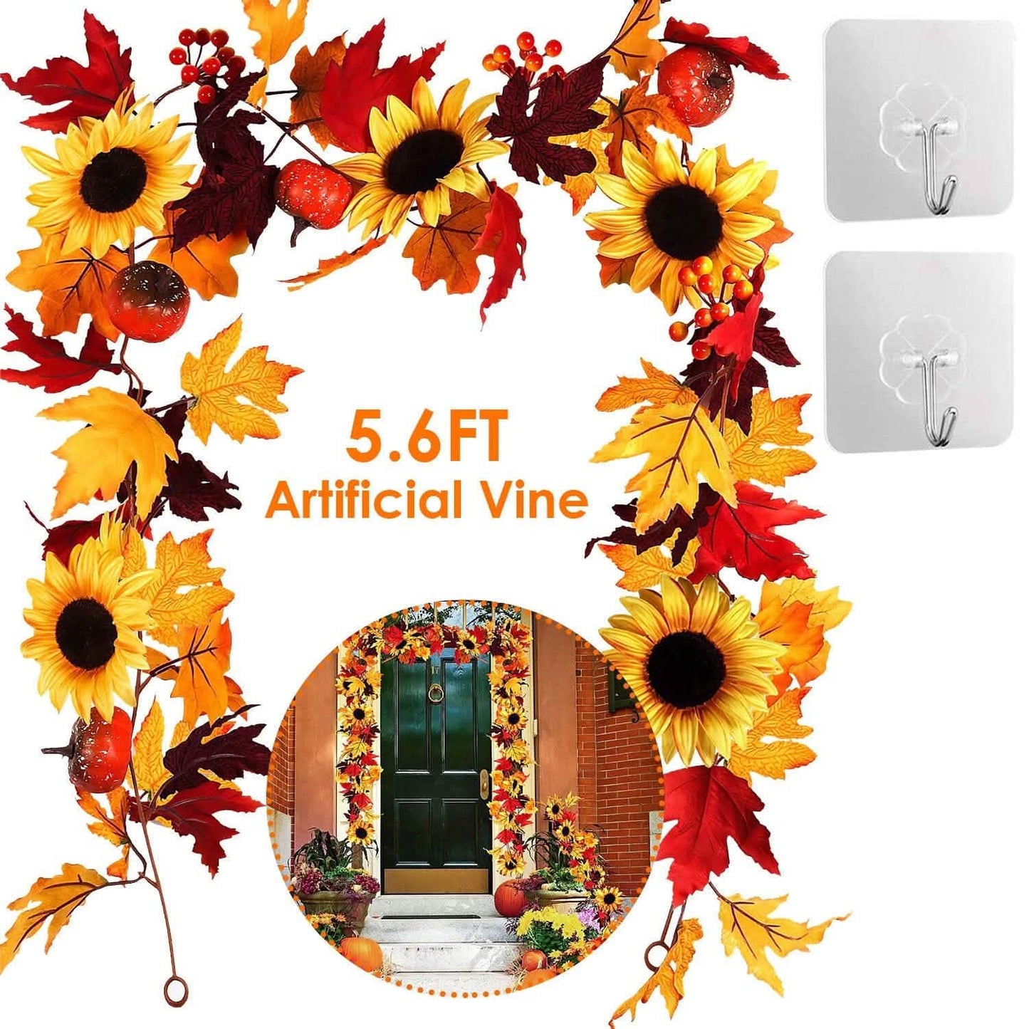 5.6ft Artificial Maple Leaf Garland Hanging Plant Vine