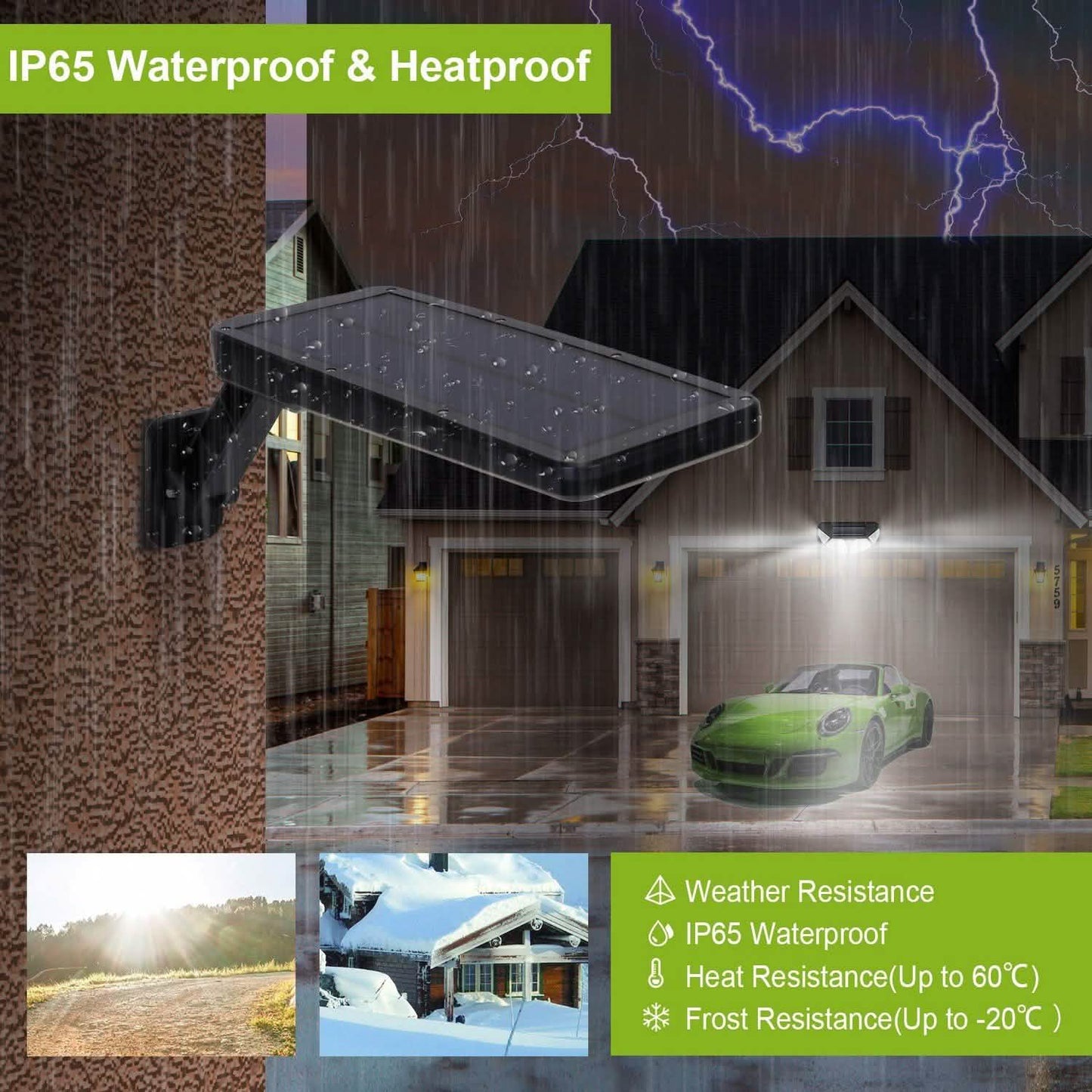60LEDs Solar PIR Motion Sensor Remote Control Wireless Lamp