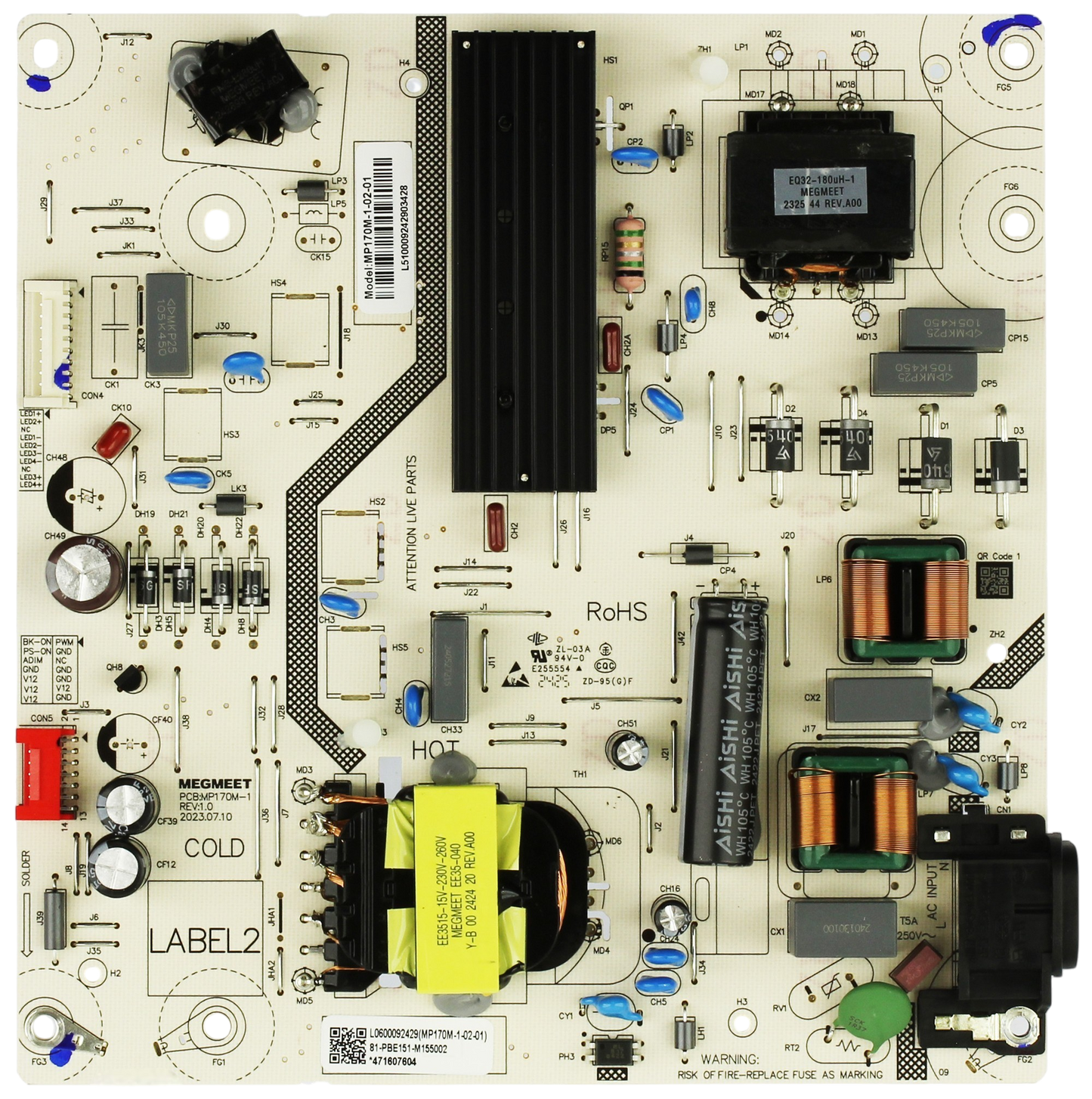 MP170M-1-02-01 Funai Power Supply, 81-PBE151-M155002, 65PUL7973/F7