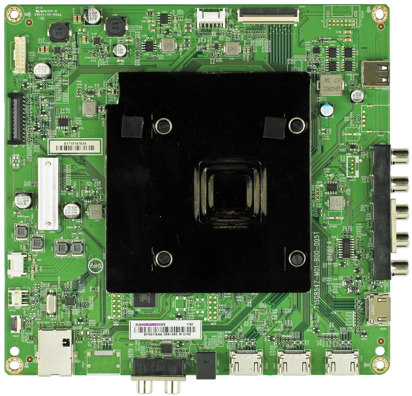 756TXHCB0QK020 Vizio Main Board, 715G8547-M01-B00-005T, (X)XHCB0QK020030X, E65-E1