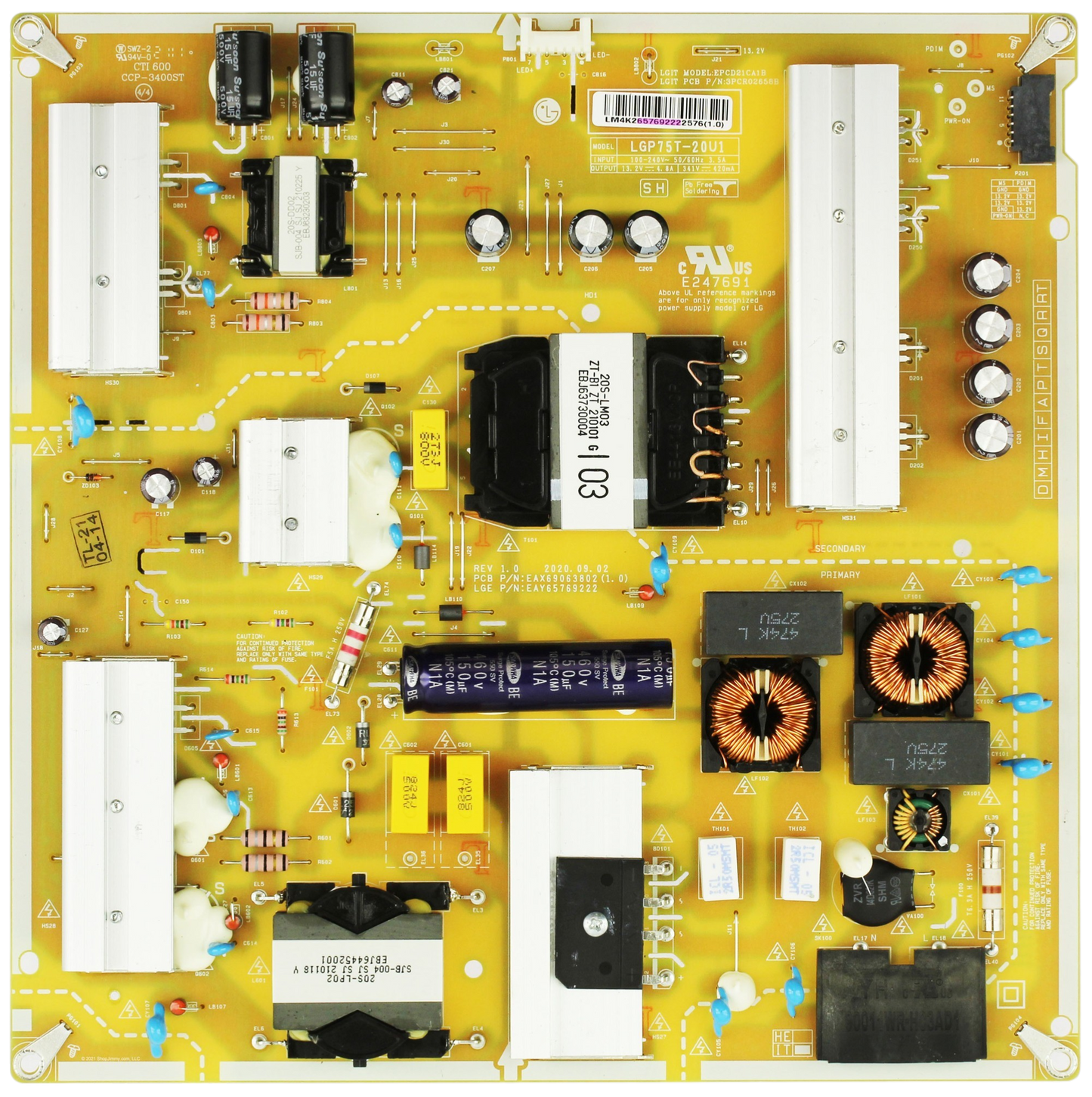 EAY65769222 LG Power Supply, EAX69063802(1.0), LGP75T-20U1, 3PCR02658B, 75UP7070PUD, 75UN6950ZUD, 75UN7070PUC, 75NANO80UNA, 75UN6955ZUD, 75UP7570AUE