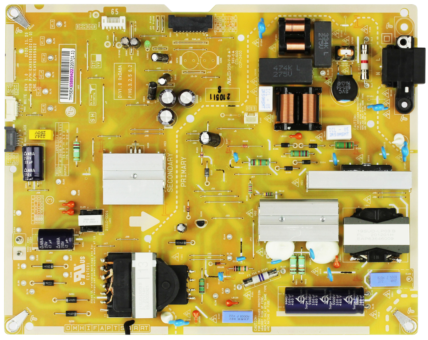 EAY65895422 LG POWER SUPPLY, EAX69508202(1.0), LGP65-21UL6, 65NANO80UPA, 65QNED80UQA, 65QNED75URA