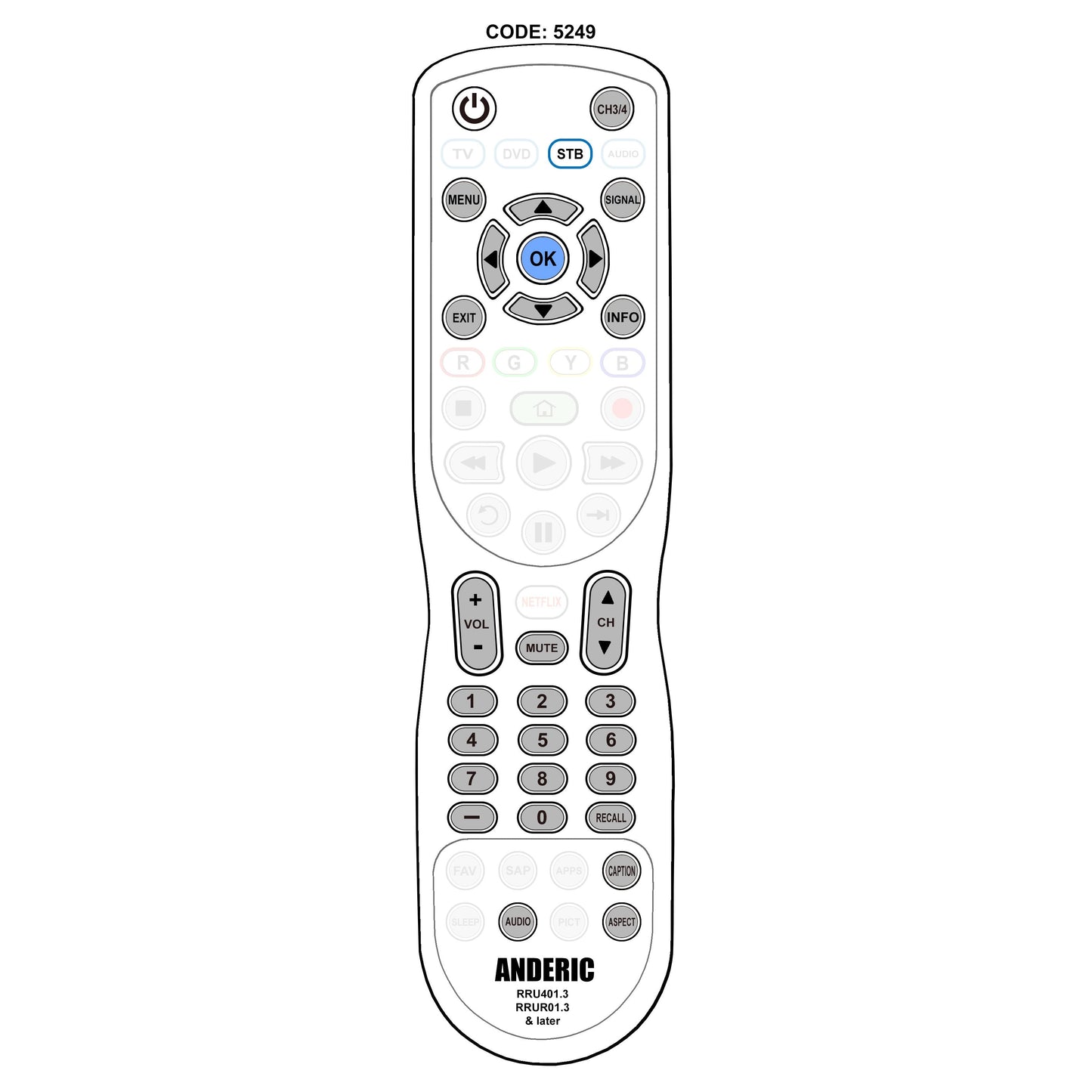 Access HD ACC001 Digital TV Tuner Converter Remote Control
