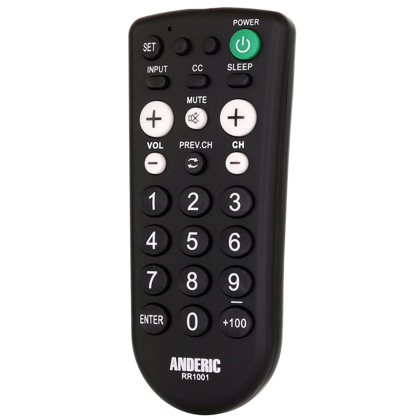 Anderic RR1001 1-Device Universal TV Remote Control with Large Keys for Hospitality