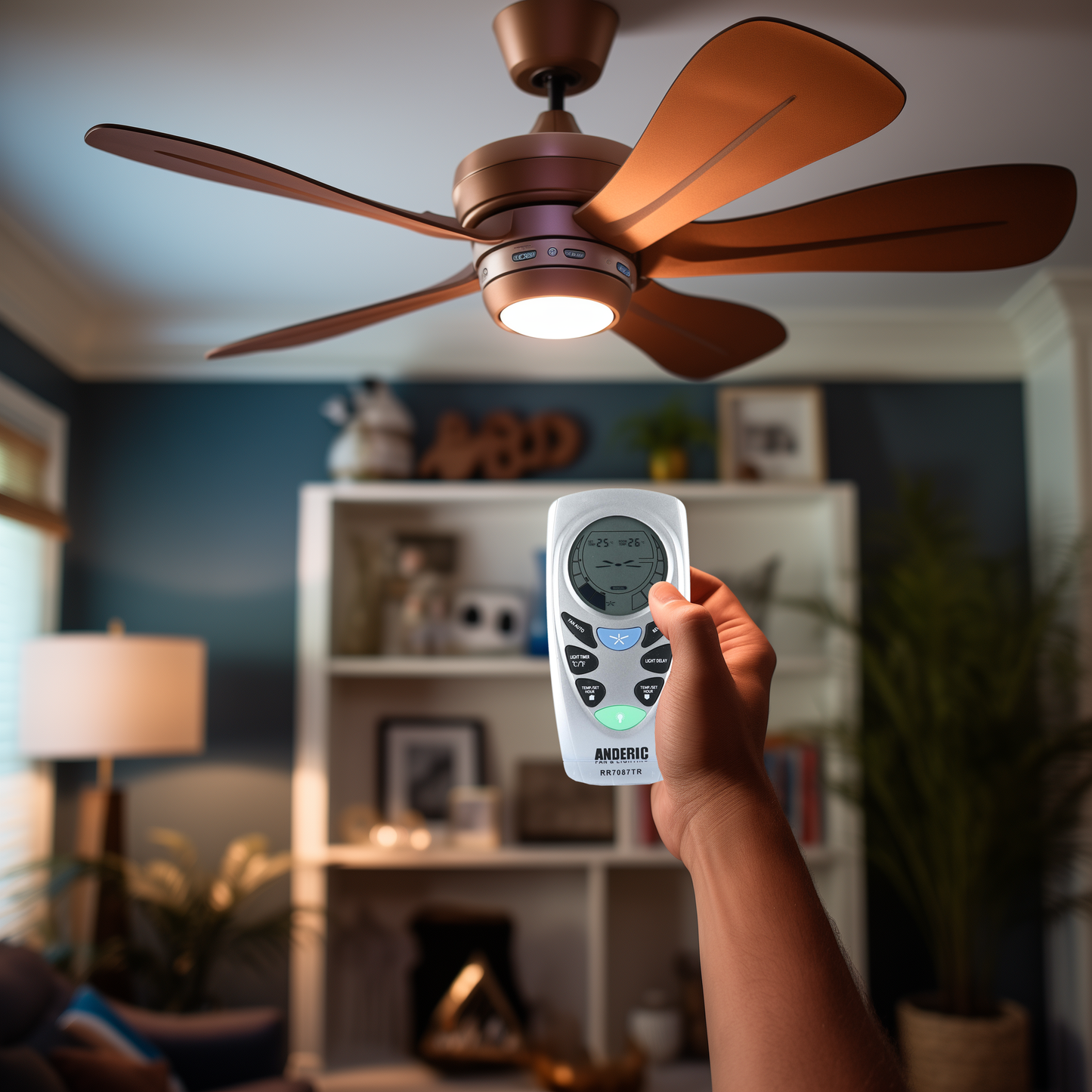 Anderic RR7087TR Replacement Thermostatic Ceiling Fan Remote Control with Reverse Key - CHQ7087T