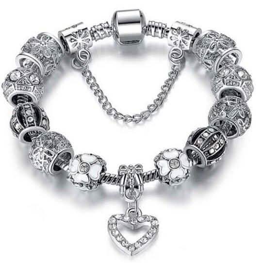 Austrian Crystal Heart Charm Bracelet