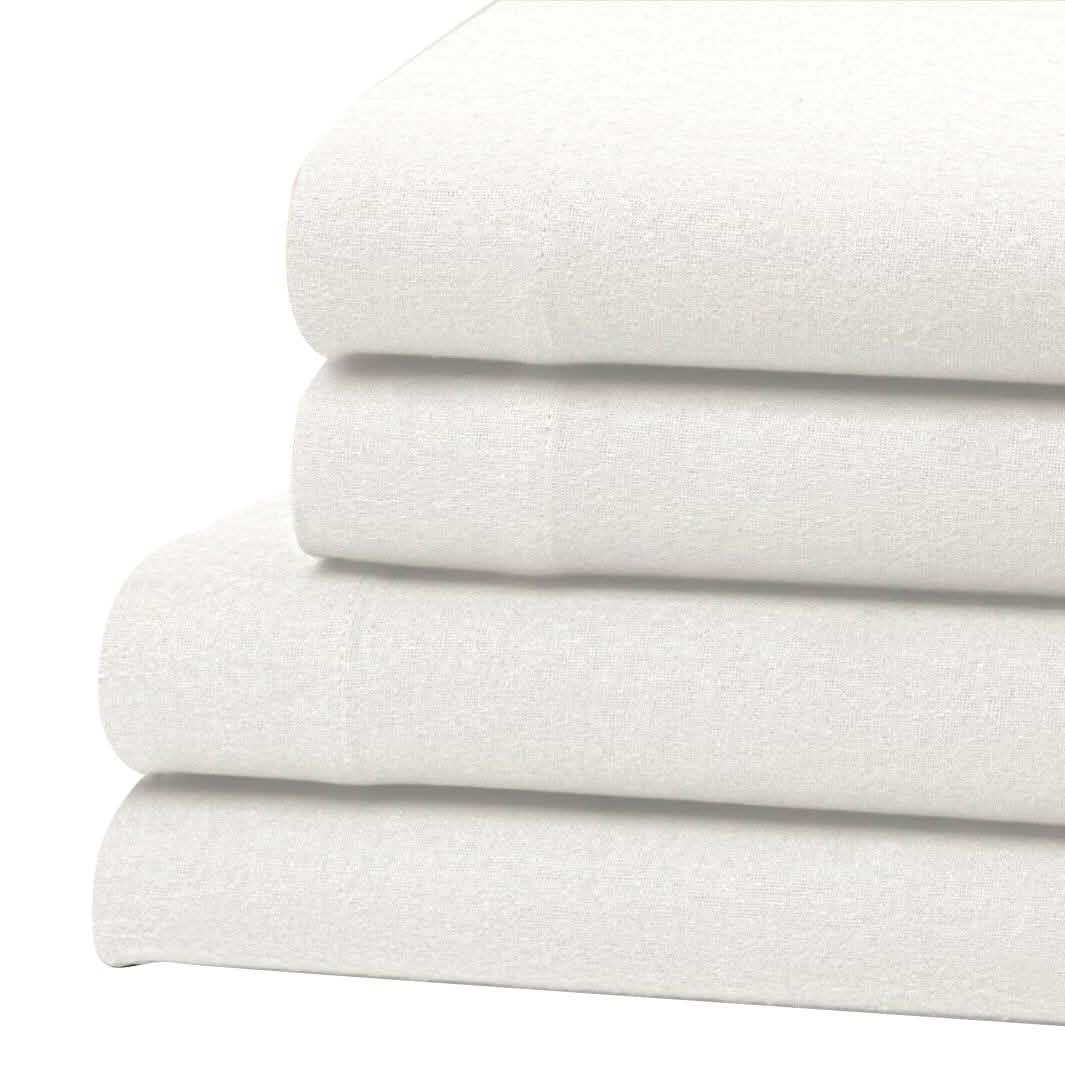 Bibb Home 100% Cotton Solid Flannel Deep Pocket Sheet Set
