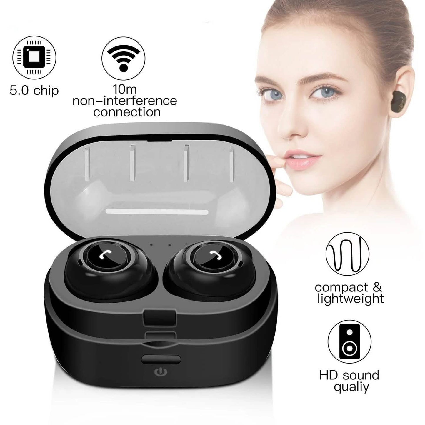 Bluetooth 5.0 Mini Earbuds Headset Wireless Earphones