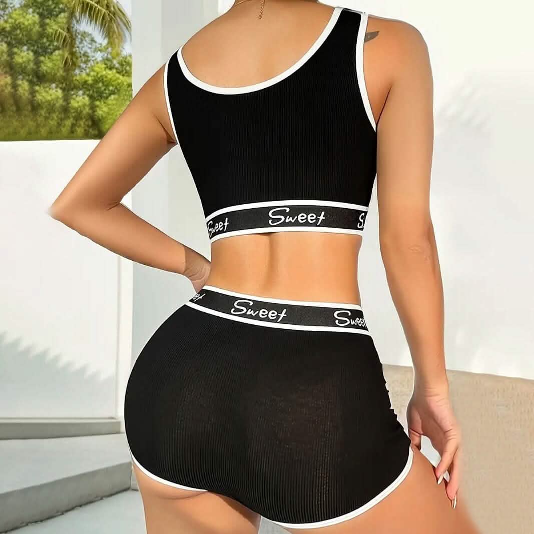 Breathable Solid Sports Push Up Bra and Panties Lingerie Set