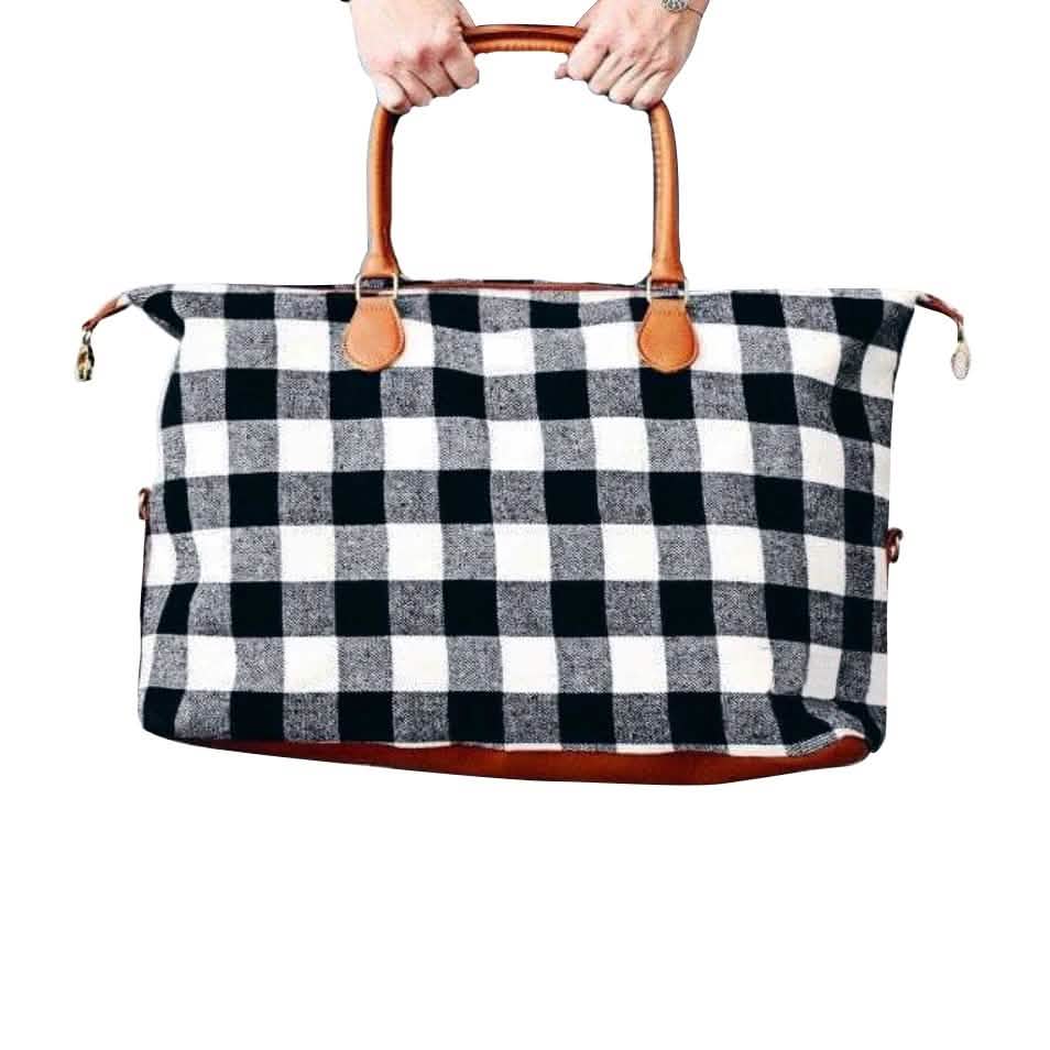 Buffalo Check Tote Weekender Bag Purse