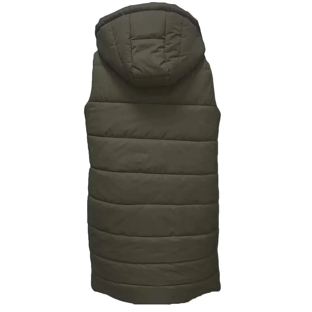Casual Sleeveless Long Button Front Hooded Coat Outerwear