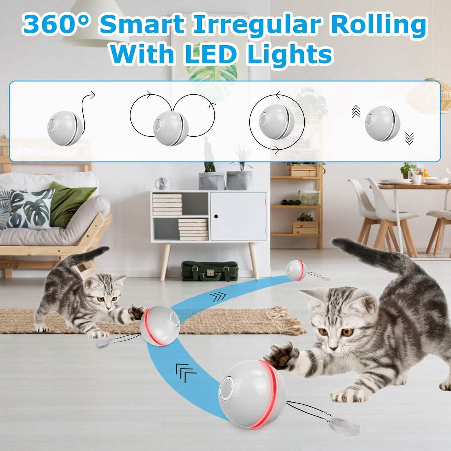 Cat Teaser Ball Automatic Self Rotating Interactive Cat Motion Exercise Toy