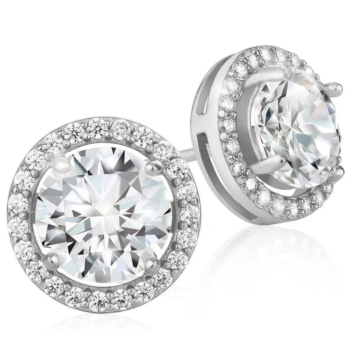 Crystal Round Halo Stud Earrings
